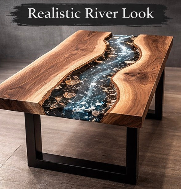 Custom Live Edge Epoxy River Dining Table