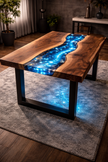 Custom Live Edge Epoxy River Dining Table