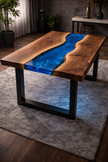 Custom Live Edge Epoxy River Dining Table