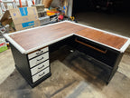 Restored L-Shaped Executive Desk | Modern Two-Tone | 5.5ft x 5.5ft | Locking Drawers