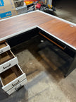 Restored L-Shaped Executive Desk | Modern Two-Tone | 5.5ft x 5.5ft | Locking Drawers