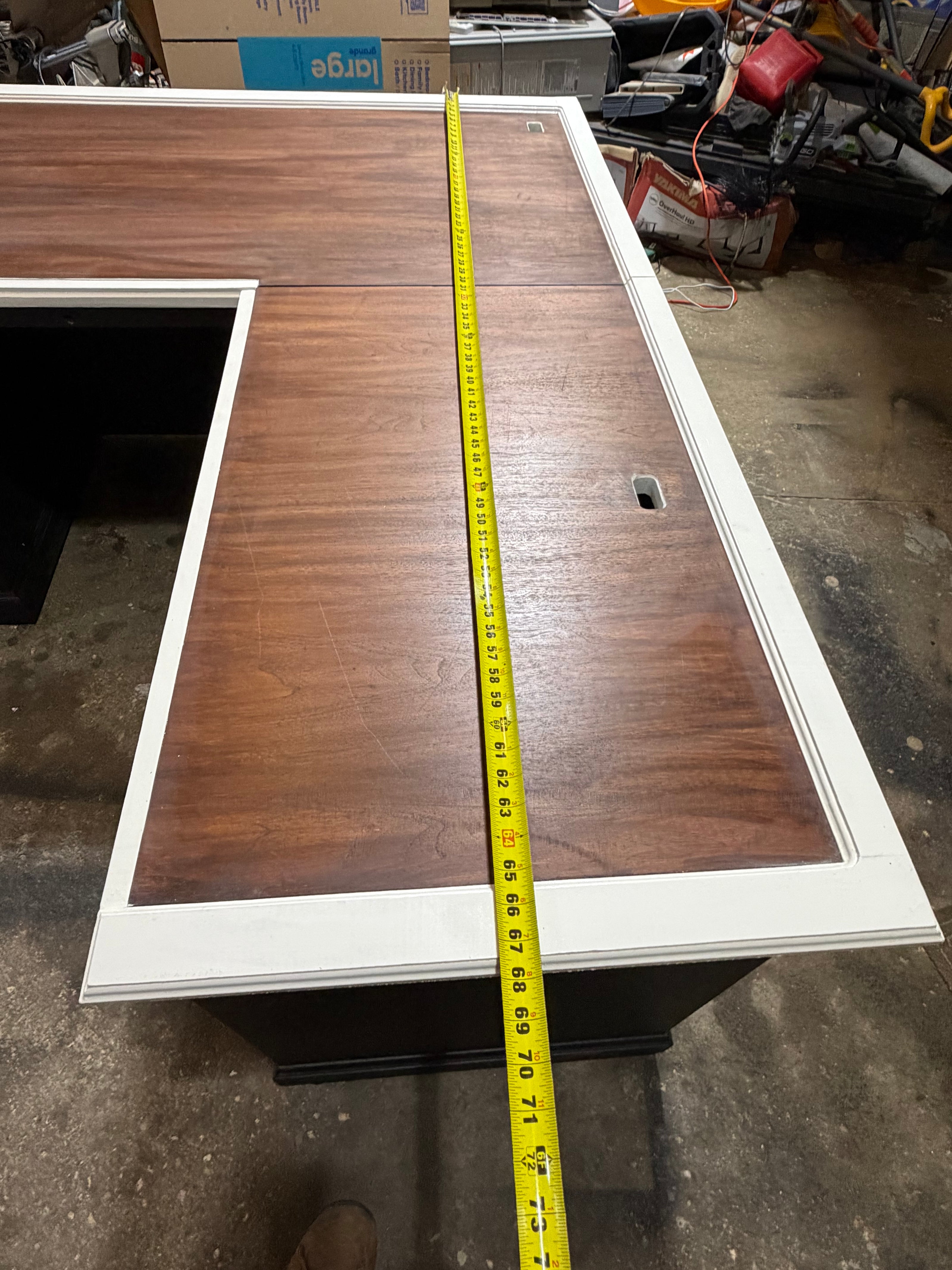 Restored L-Shaped Executive Desk | Modern Two-Tone | 5.5ft x 5.5ft | Locking Drawers