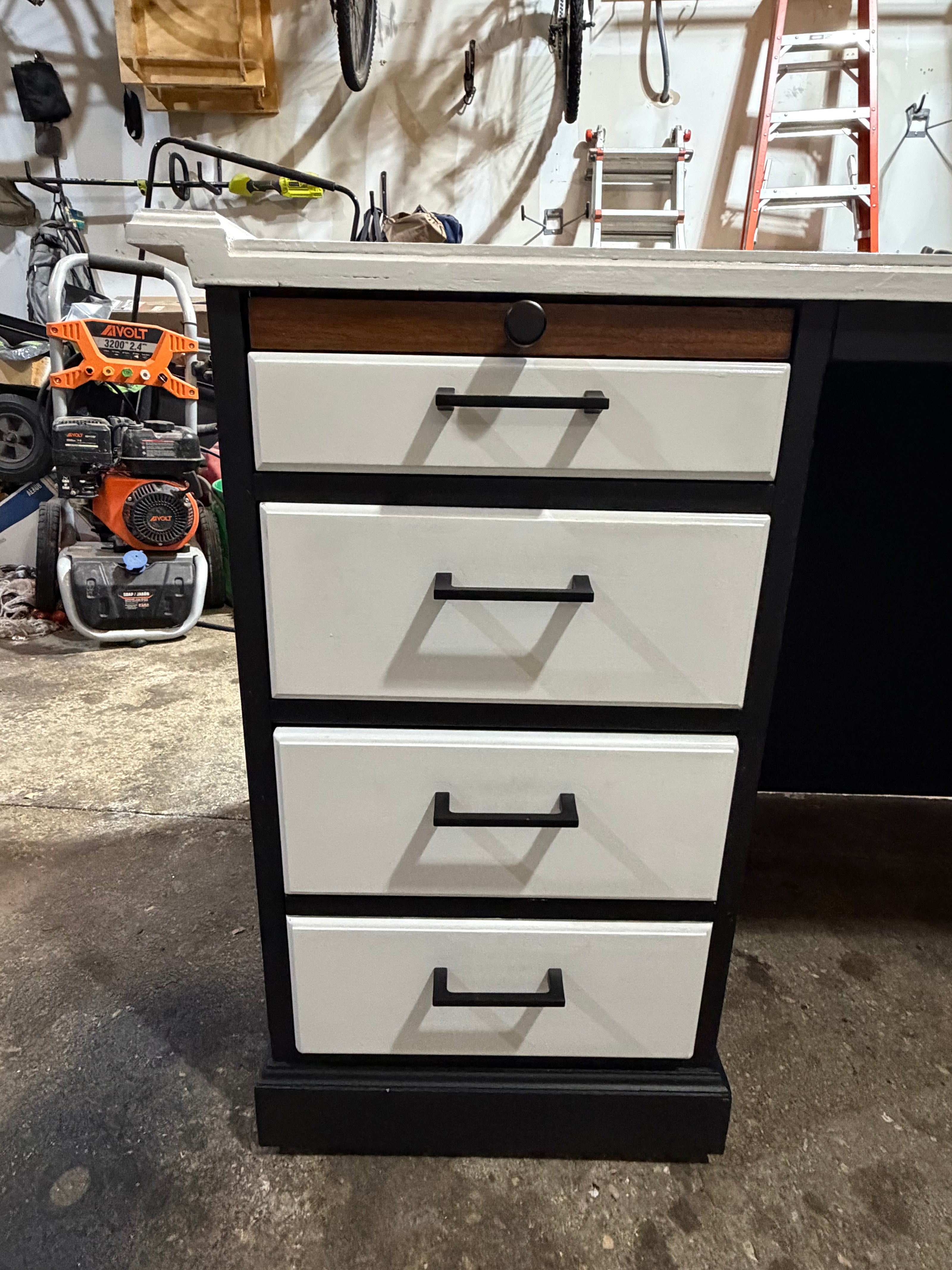 Restored L-Shaped Executive Desk | Modern Two-Tone | 5.5ft x 5.5ft | Locking Drawers